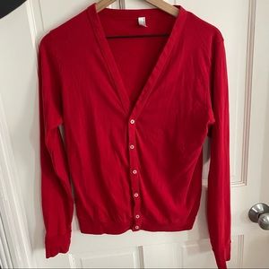 American Apparel Red Cardigan | Unisex Size S